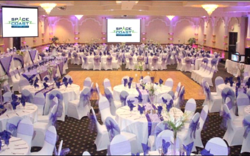A wedding reception in the ballroom